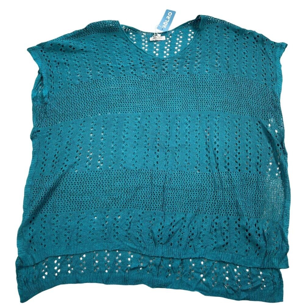 Aolro‎ Swim Cover-up Womens Large Turquoise Crochet Side Slits